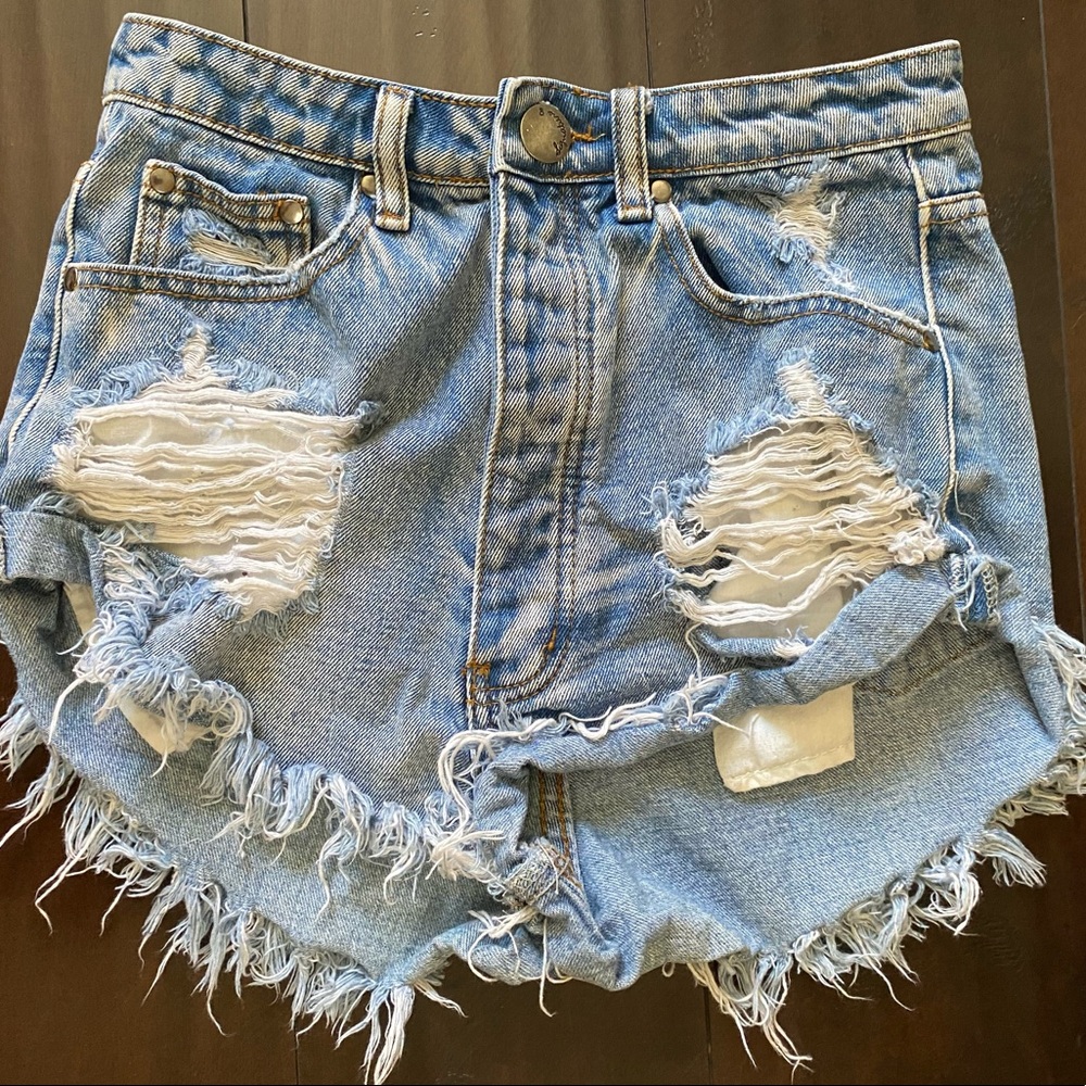 High waisted denim shorts
